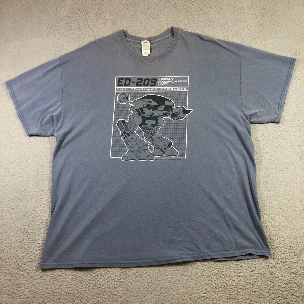 robocop x geek fuel T shirt mens 2XL gray slate sun faded thin